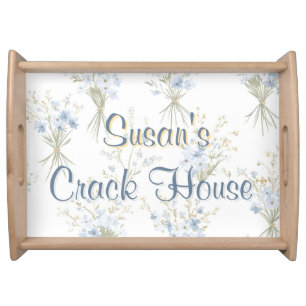 Chinoiserie Blue Toile Peacock Custom Mahjong Serving Tray