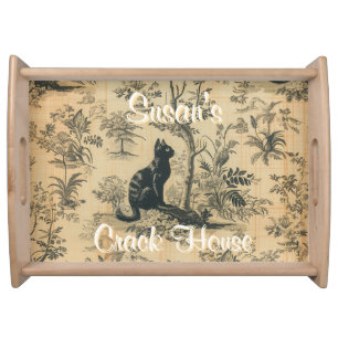 Chinoiserie Blue Toile Peacock Custom Mahjong Serving Tray