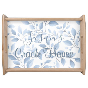 Chinoiserie Blue Toile Peacock Custom Mahjong Serving Tray