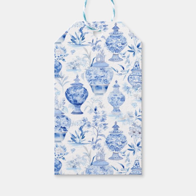Chinoiserie Blue Vase Gift Tag (Front)