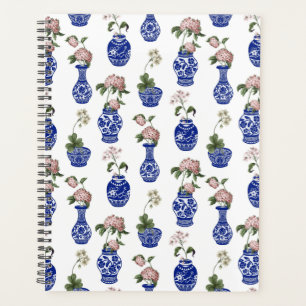 Chinoiserie blue vases and flowers  planner