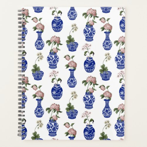 Chinoiserie blue vases and flowers  planner