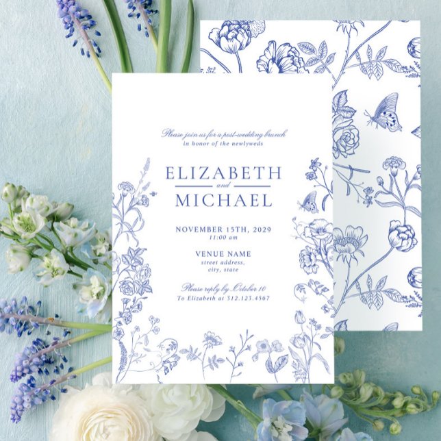 Chinoiserie Blue Victorian Post Wedding Brunch Invitation (Creator Uploaded)