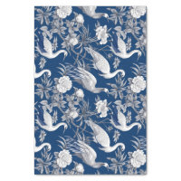 Chinoiserie Bird Floral Blue and White Decoupage Tissue Paper