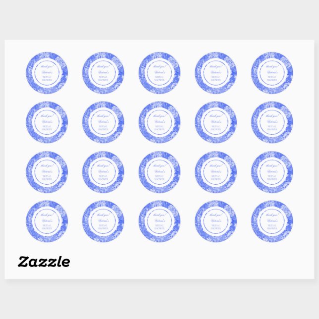 Chinoiserie Blue White Bridal Shower  Classic Round Sticker (Sheet)