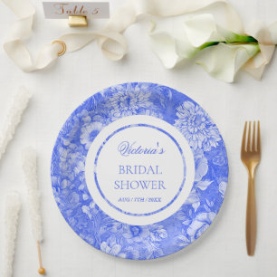 Chinoiserie Blue White Bridal Shower  Paper Plates