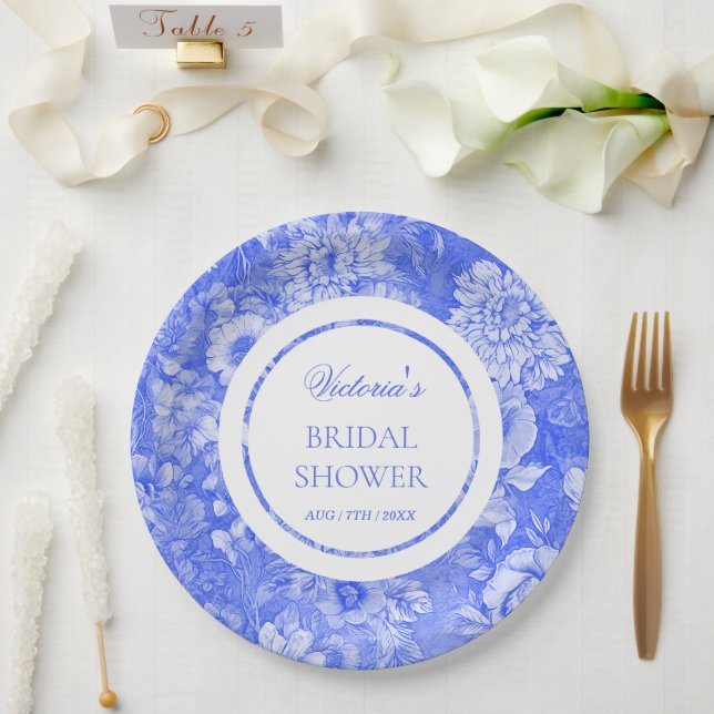 Chinoiserie Blue White Bridal Shower  Paper Plates (Wedding)