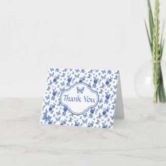 Chinoiserie Blue White Butterfly Personalized Holiday Card
