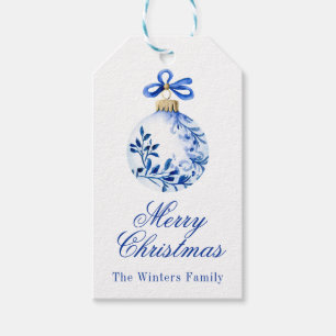 Chinoiserie Blue & White Christmas Ornament Gift Tags