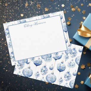 Chinoiserie Blue & White Christmas Ornaments Thank You Card