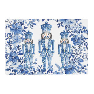 Chinoiserie Blue White Double Sided Nutcracker  Placemat