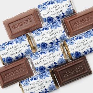 Chinoiserie Blue White Floral Bird Bridal Shower Hershey's Miniatures