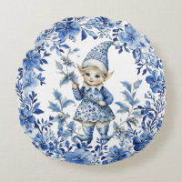 Chinoiserie Blue White Floral Christmas Elf