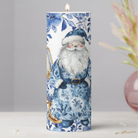 Chinoiserie Blue White Floral Christmas Santa