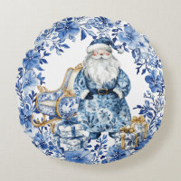Chinoiserie Blue White Floral Christmas Santa