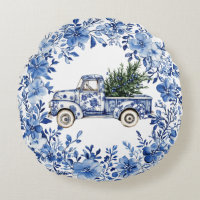 Chinoiserie Blue White Floral Christmas Truck