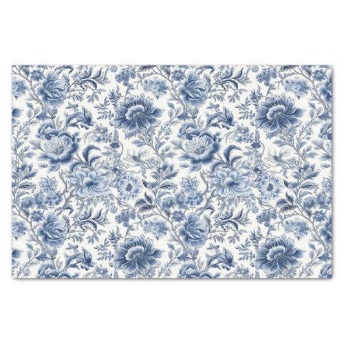 Chinoiserie Blue White Floral Flowers Decoupage Tissue Paper