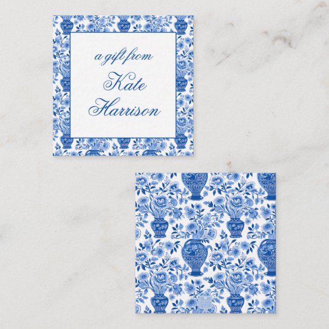 Chinoiserie Blue & White Ginger Jar Floral Gift Note Card (Front/Back)