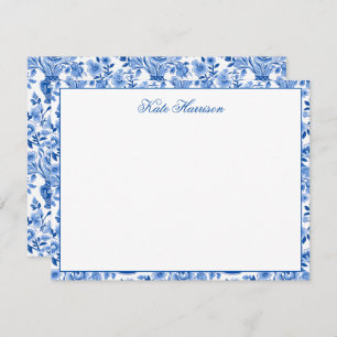 Chinoiserie Blue & White Ginger Jar Floral Vases Note Card