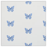 Chinoiserie Blue White Little Butterfly  Fabric
