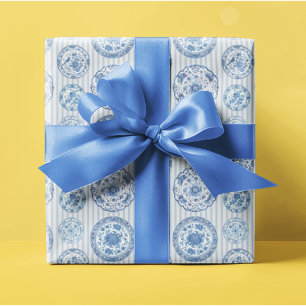 Chinoiserie Blue White Plates All Occasion Wrapping Paper