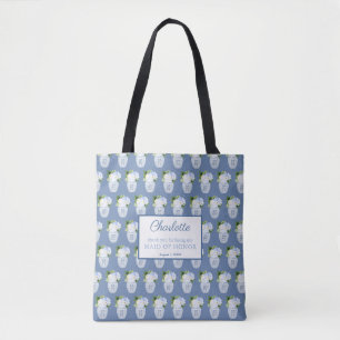 Chinoiserie Blue White Wedding Monogram Thank You Tote Bag