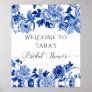 Chinoiserie Blue White Welcome Bird Foliage Bridal Poster