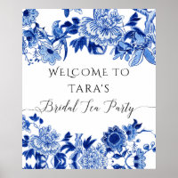 Chinoiserie Blue White Welcome Bridal Tea Party