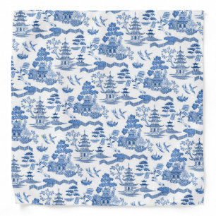 Chinoiserie Blue Willow Bandana
