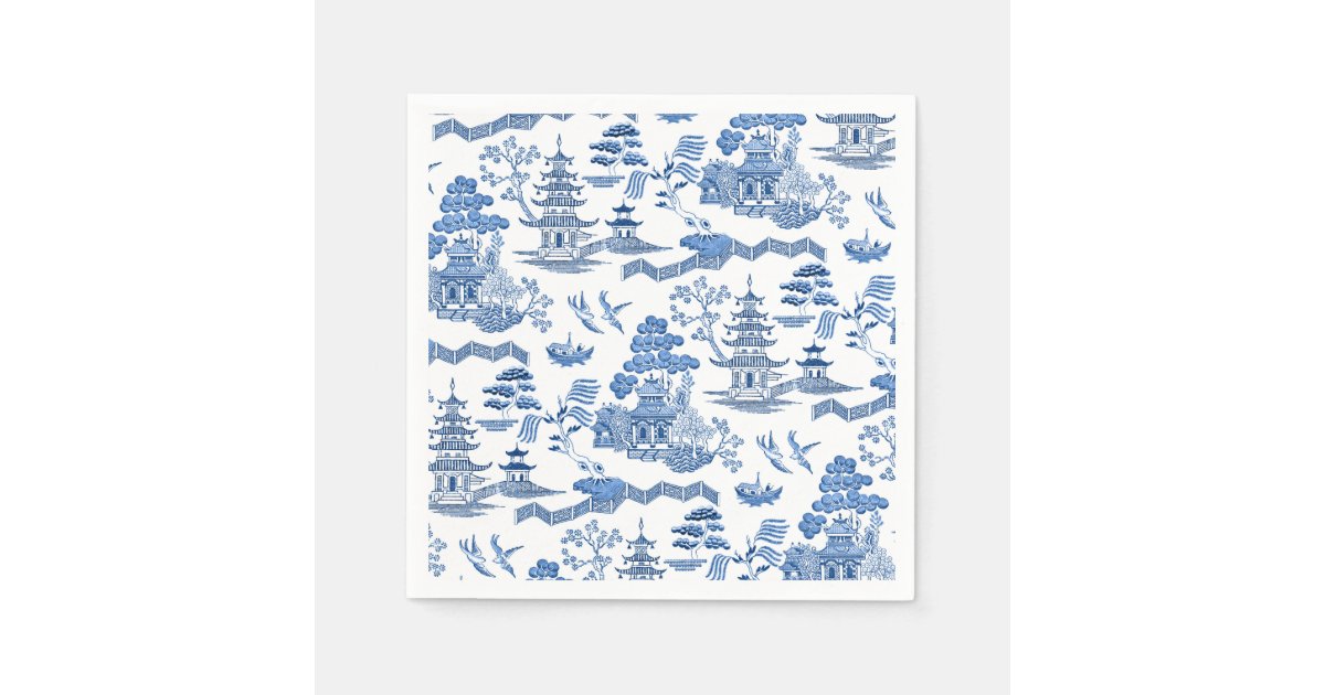 Chinoiserie Blue Willow Napkins Zazzle