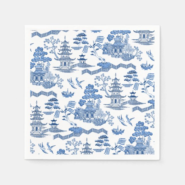 Chinoiserie Blue Willow Napkins (Front)