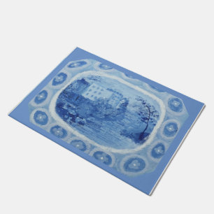 Chinoiserie Blue Willow Platter Dish Doormat