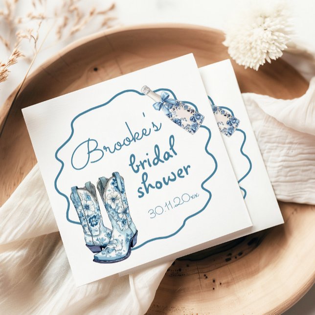 Chinoiserie Boots and Bubbly Bridal Shower Napkins (Creator Uploaded)