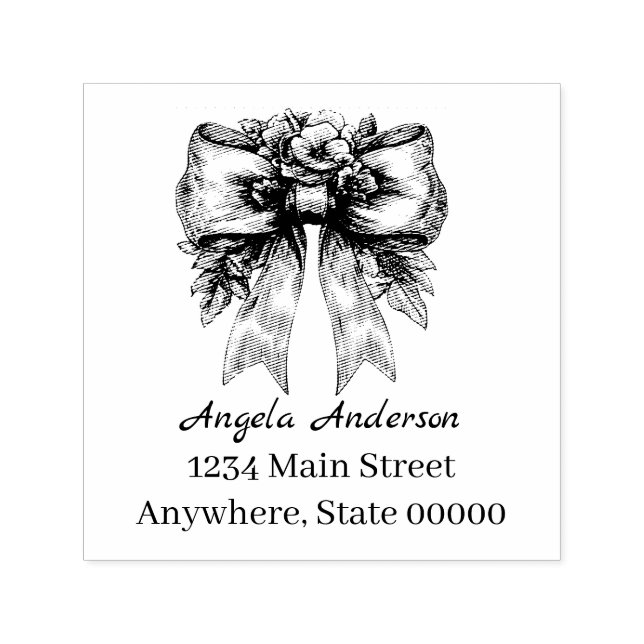 Chinoiserie Bow Return Address  Self-inking Stamp (Design)