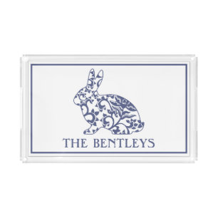 Chinoiserie Bunny Rabbit Acrylic Tray