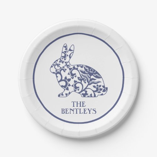 Chinoiserie Bunny Rabbit Personalized Plates