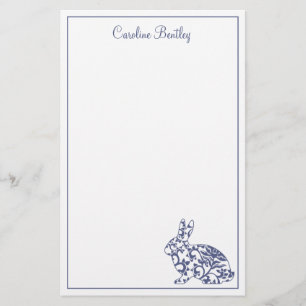 Chinoiserie Bunny Rabbit Personalized Stationery