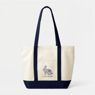 Chinoiserie Bunny Rabbit  Personalized Tote Bag