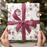Chinoiserie Burgundy & White Christmas Ornament Wrapping Paper<br><div class="desc">Elevate your holiday gift wrapping with this Elegant Chinoiserie Burgundy & White Christmas Ornament Wrapping Paper. Featuring a sophisticated Toile de Jouy-inspired pattern with intricate, vintage-style ornaments in rich burgundy and crisp white, this design exudes luxury and timeless style. Perfect for adding a refined touch to your Christmas gifts, this...</div>