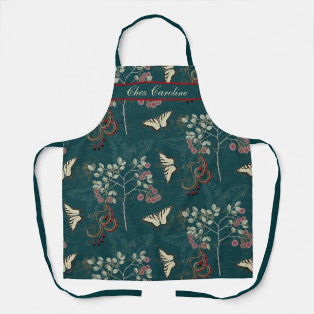 Chinoiserie Butterflies and Vintage Botanical Art  Apron (Front)