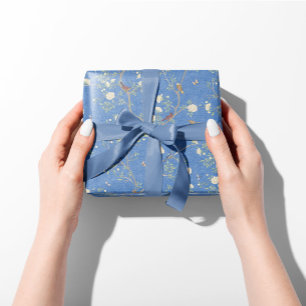 Chinoiserie Camellia Garden Breeze Blue Wrapping Paper Sheets