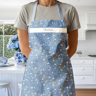 Chinoiserie Camellia Garden on Blue Apron