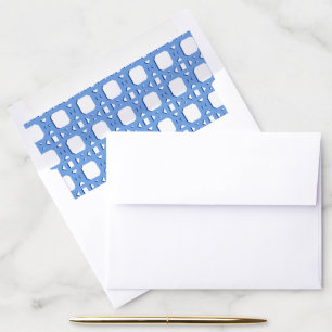 Chinoiserie Cane Trellis in Blue Porcelain Envelope Liner
