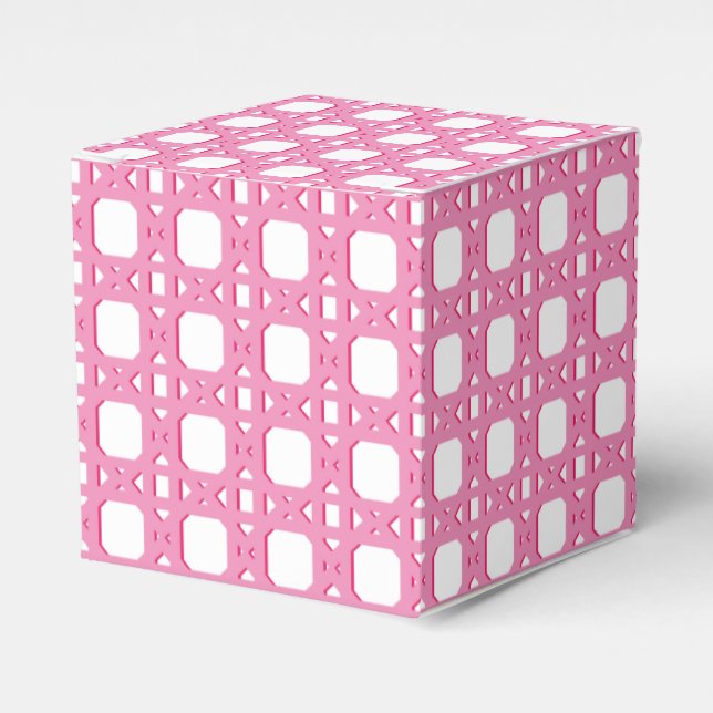 Chinoiserie Cane Trellis in Pink Favor Boxes (Front Side)