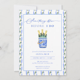 Chinoiserie Champagne Something Blue Bridal Shower Invitation