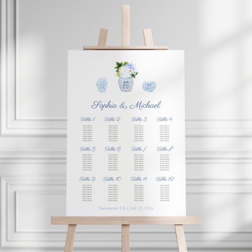 Chinoiserie Chic 12 Tables Wedding Seating Chart Foam Board