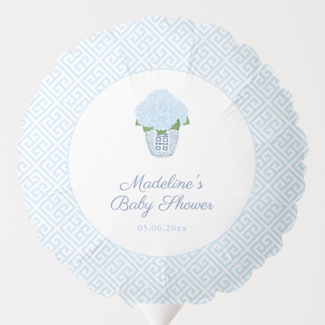 Chinoiserie Chic Baby Shower For Boy Welcome Balloon (Back)