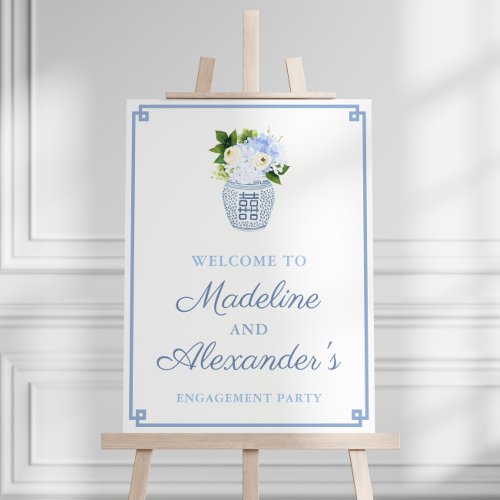 Chinoiserie Chic Blue And White Wedding Welcome Foam Board