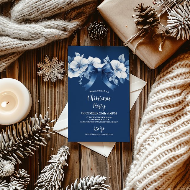 Chinoiserie Chic Blue Christmas Invitation (Creator Uploaded)