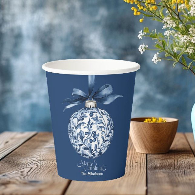 Chinoiserie Chic Blue Christmas Paper Cups (Creator Uploaded)